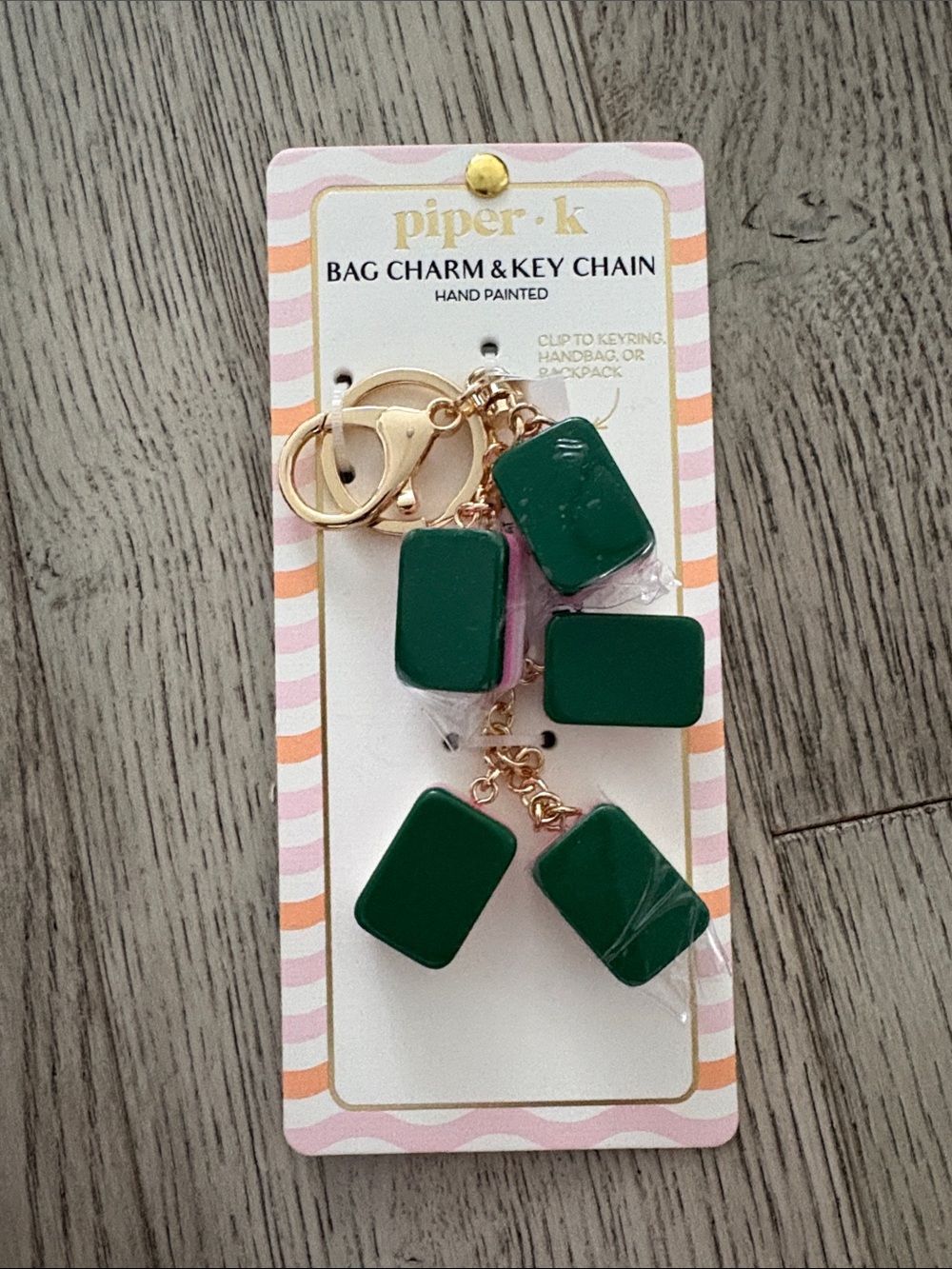 Piper K Mahjong Tile Keychain Bag Charm - Picture 2 of 3